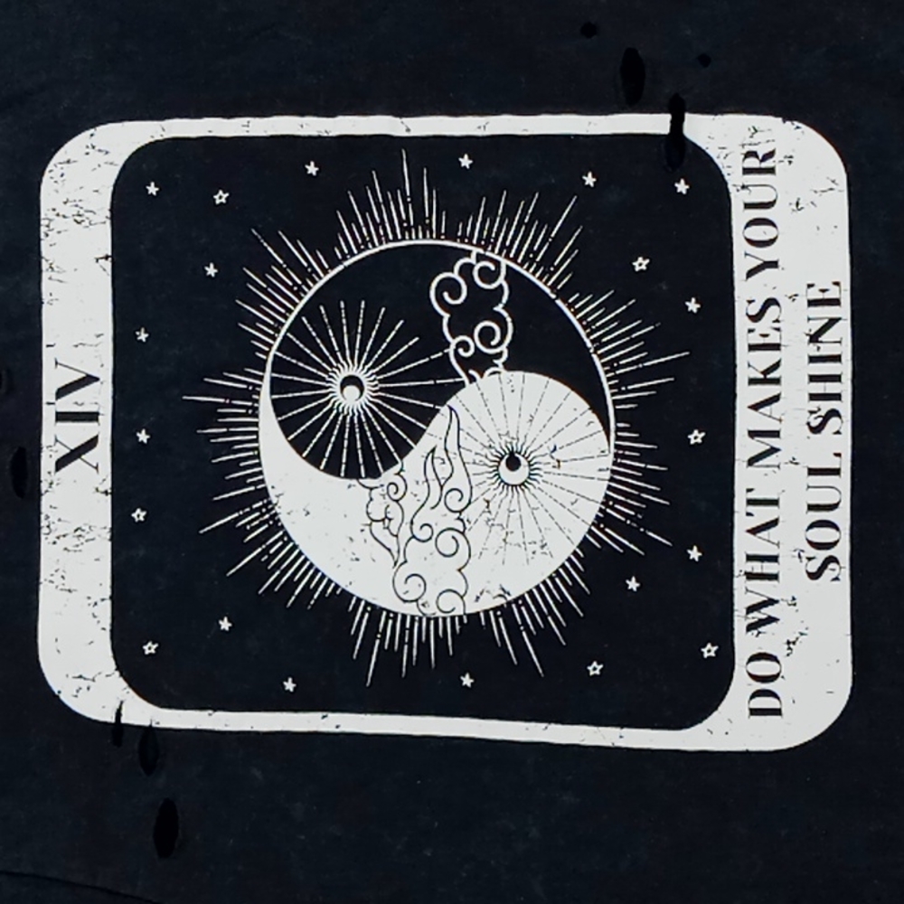 Vibe N' Women's XS "Do What Makes Your Soul Shine" Black Mineral Wash T-Shirt - Picture 6 of 9